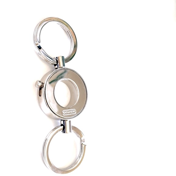 COACH classic polished silver unisex double key ring NEW - Picture 5 of 7